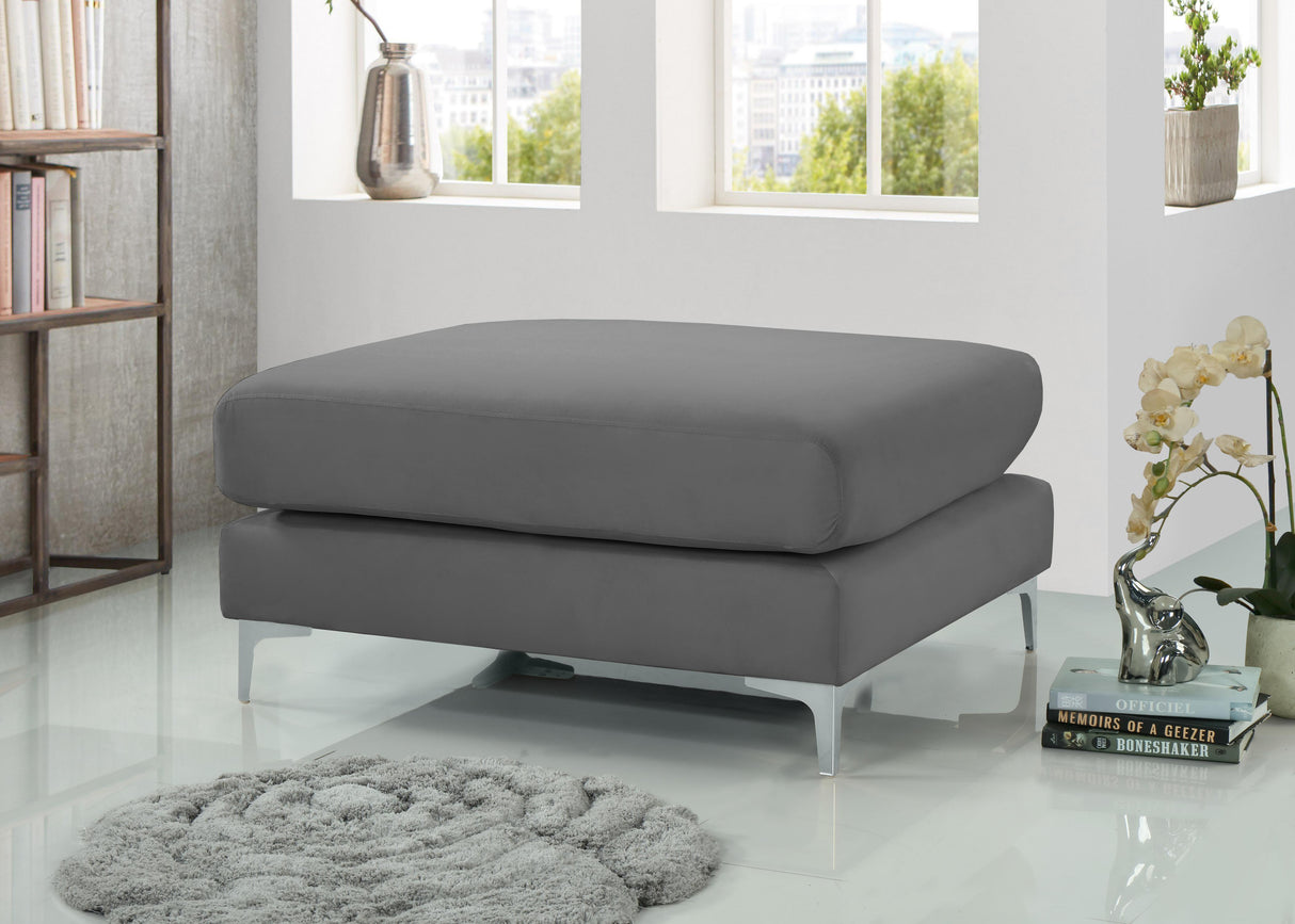 Julia Grey Velvet Modular Ottoman - galleria furniture outlet