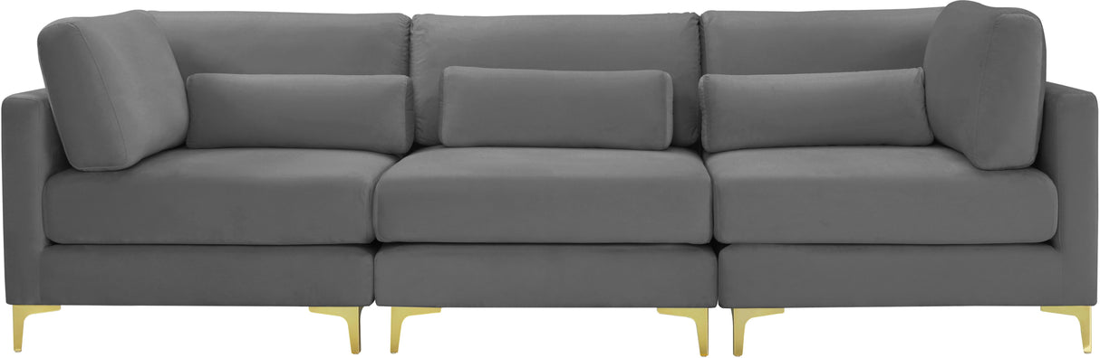 Julia Grey Velvet Modular Sofa (3 Boxes) - galleria furniture outlet