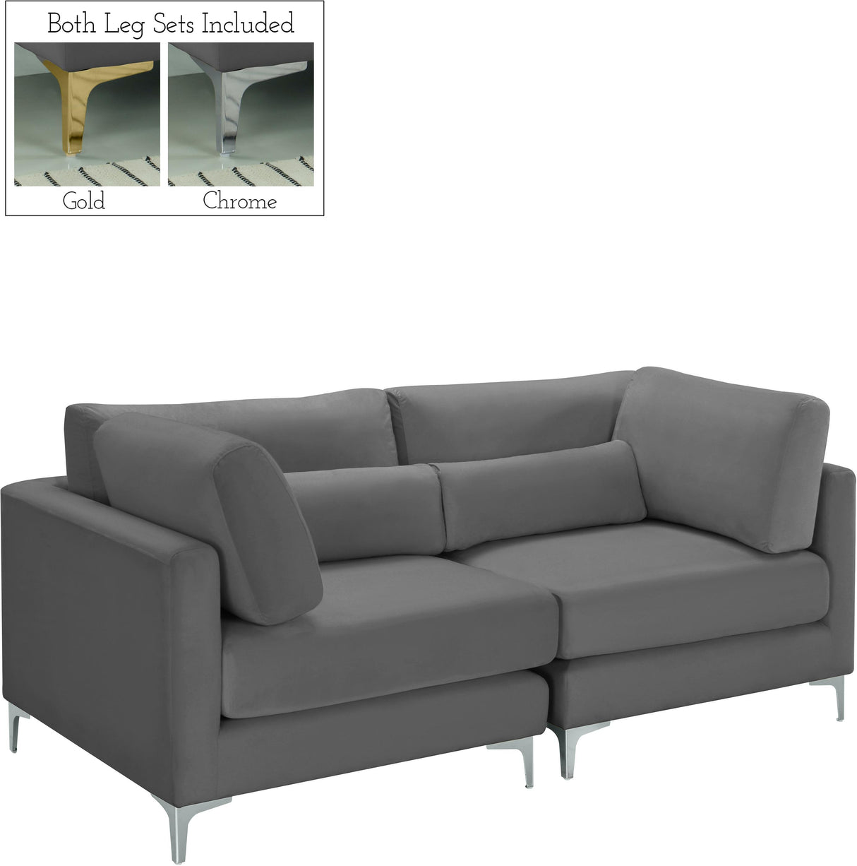 Julia Grey Velvet Modular Sofa - galleria furniture outlet