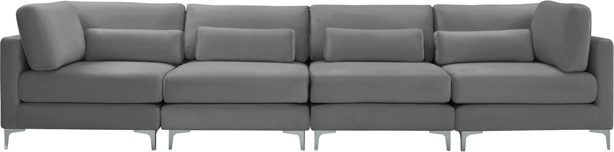 Julia Grey Velvet Modular Sofa (4 Boxes) - galleria furniture outlet