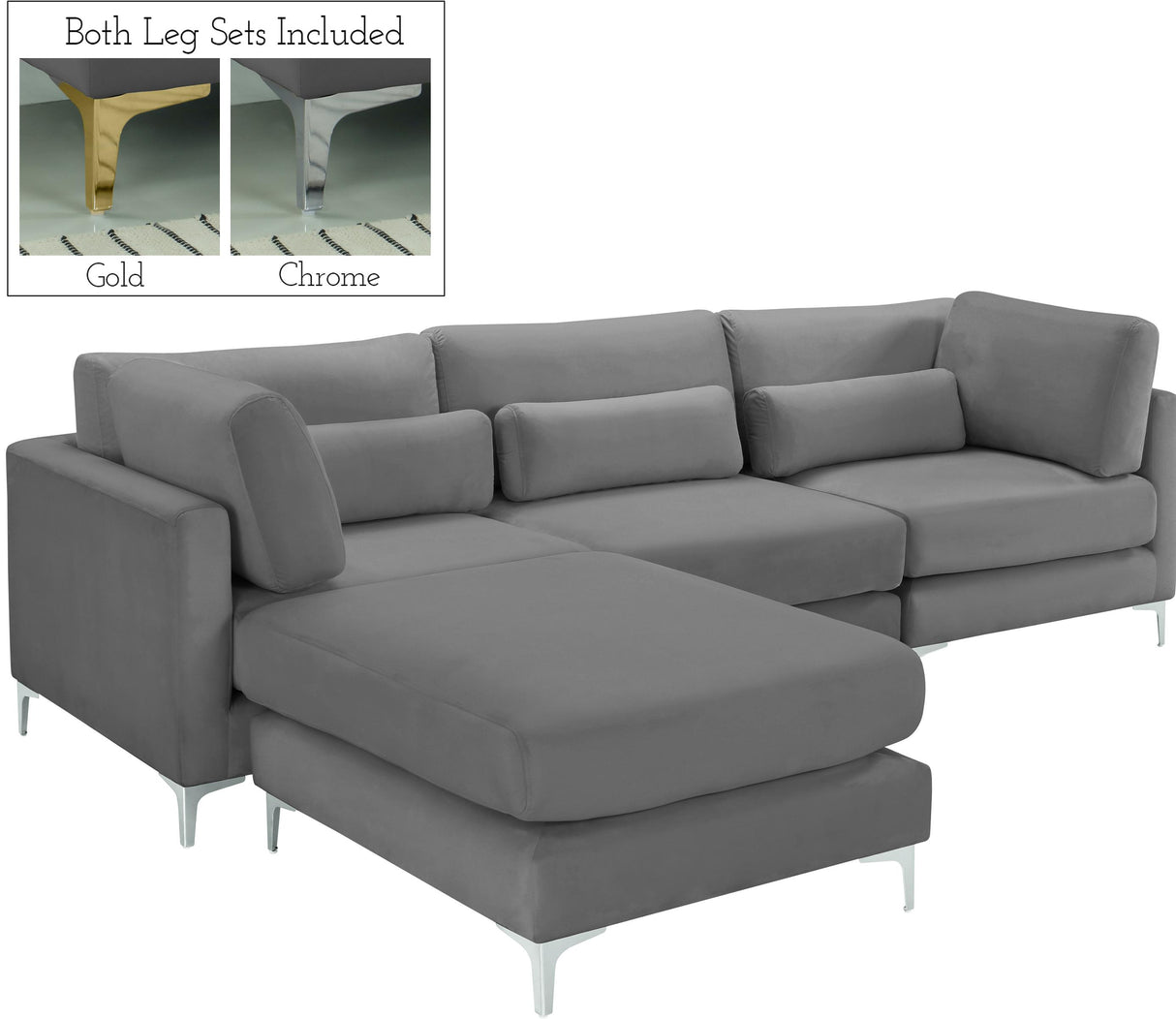 Julia Grey Velvet Modular Sectional (4 Boxes) - galleria furniture outlet