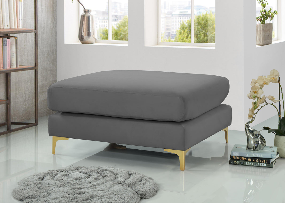 Julia Grey Velvet Modular Ottoman - galleria furniture outlet