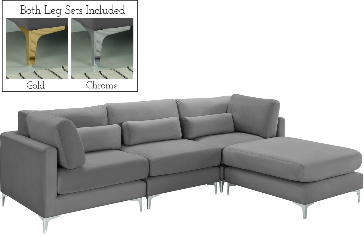 Julia Grey Velvet Modular Sectional (4 Boxes) - galleria furniture outlet
