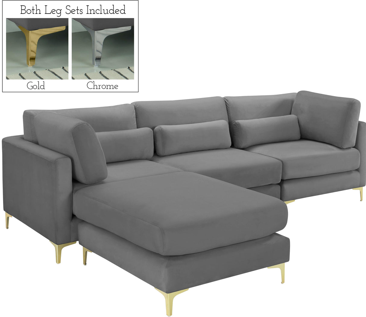 Julia Grey Velvet Modular Sectional (4 Boxes) - galleria furniture outlet