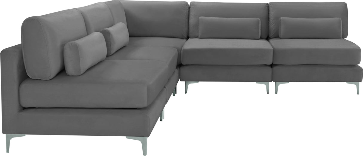 Julia Grey Velvet Modular Sectional (5 Boxes) - galleria furniture outlet
