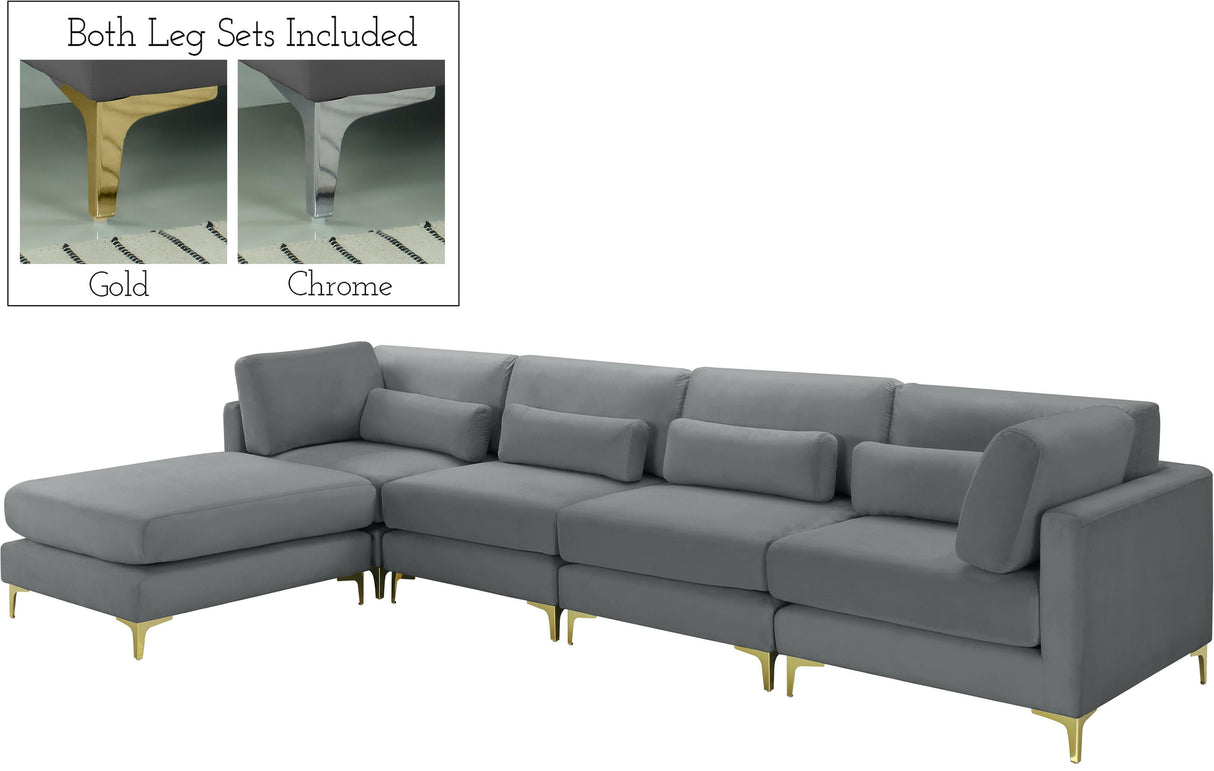 Julia Grey Velvet Modular Sectional (5 Boxes) - galleria furniture outlet