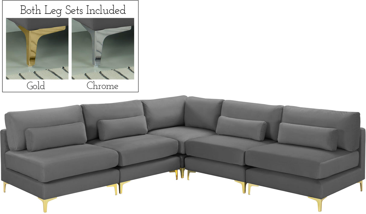 Julia Grey Velvet Modular Sectional (5 Boxes) - galleria furniture outlet