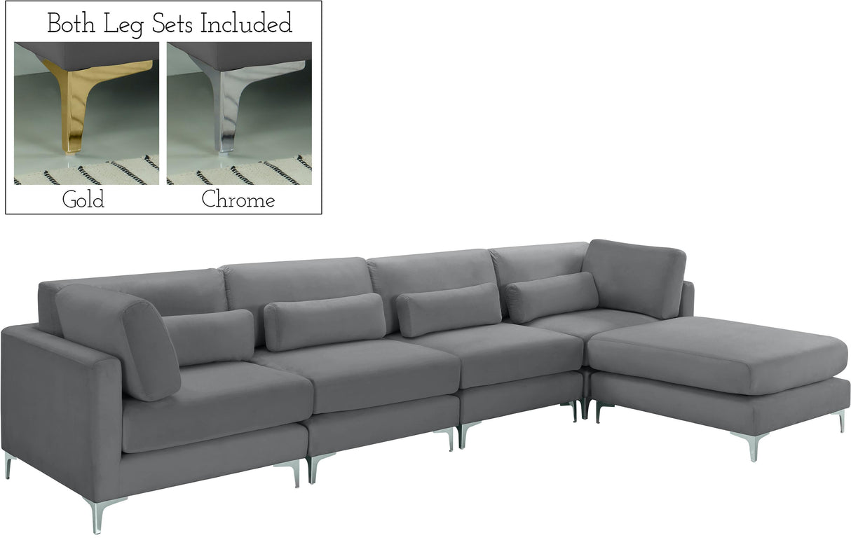 Julia Grey Velvet Modular Sectional (5 Boxes) - galleria furniture outlet