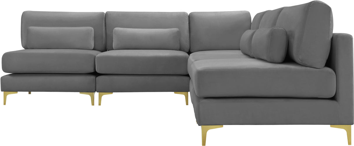 Julia Grey Velvet Modular Sectional (5 Boxes) - galleria furniture outlet