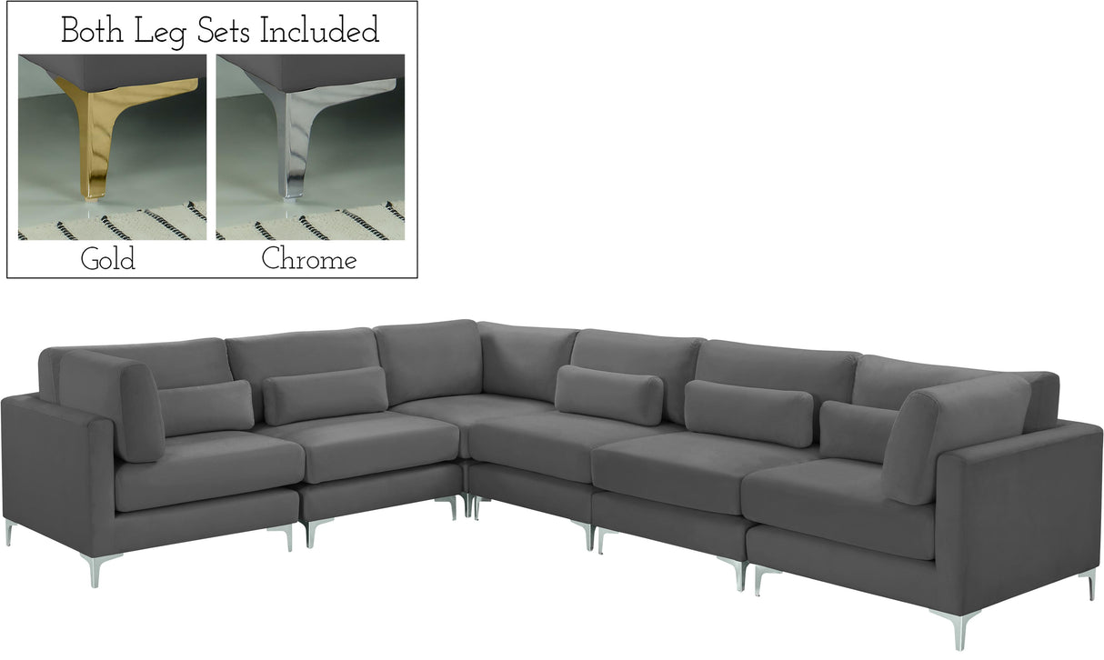 Julia Grey Velvet Modular Sectional (6 Boxes) - galleria furniture outlet