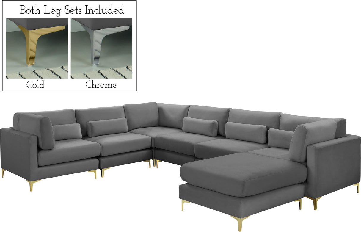 Julia Grey Velvet Modular Sectional (7 Boxes) - galleria furniture outlet