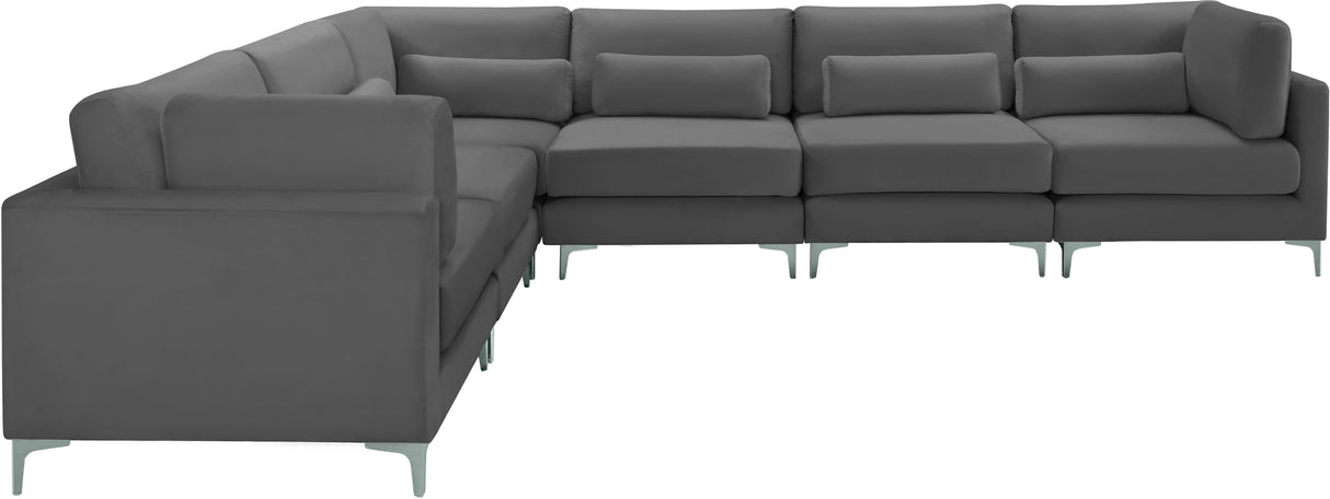 Julia Grey Velvet Modular Sectional (6 Boxes) - galleria furniture outlet