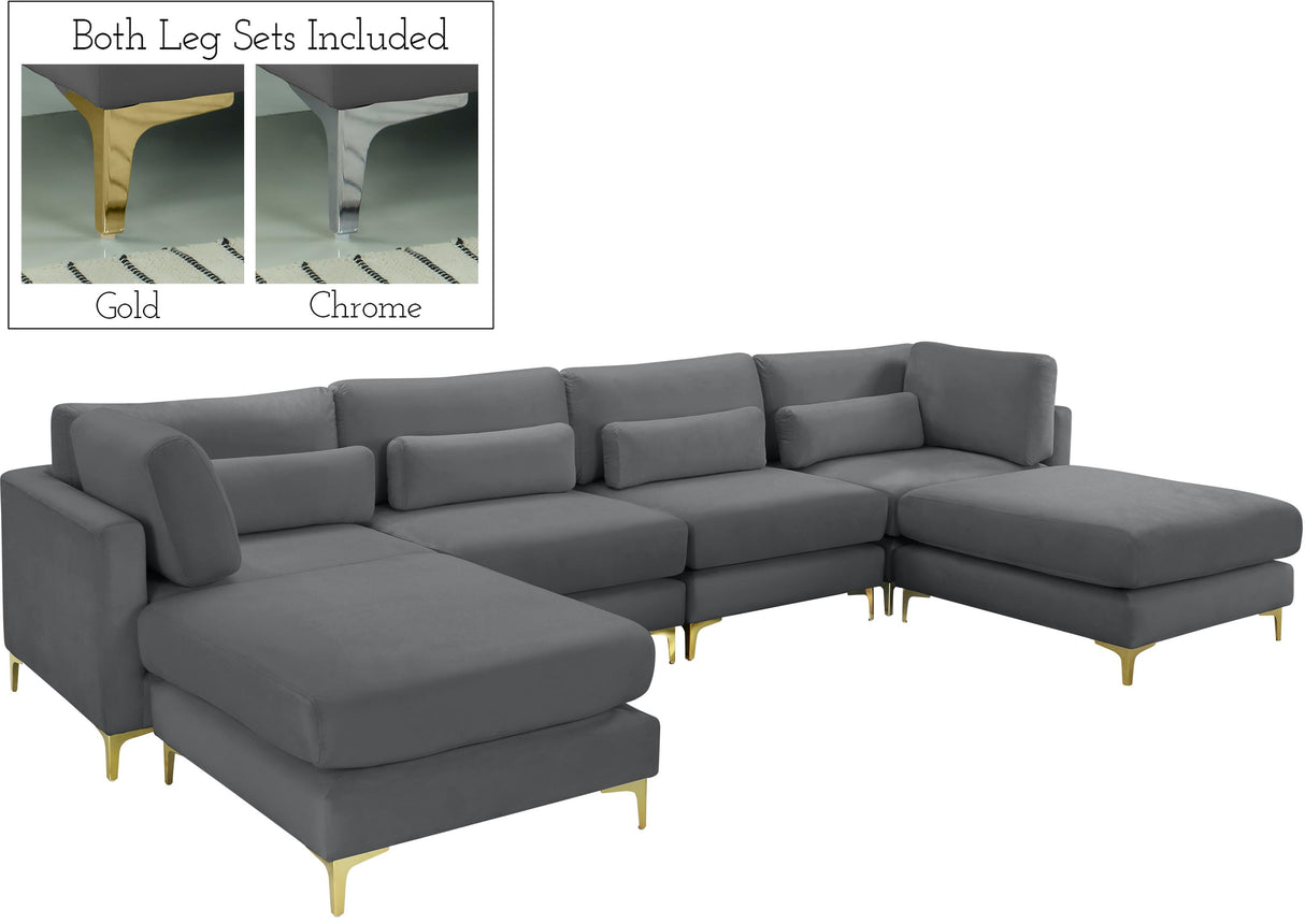Julia Grey Velvet Modular Sectional (6 Boxes) - galleria furniture outlet