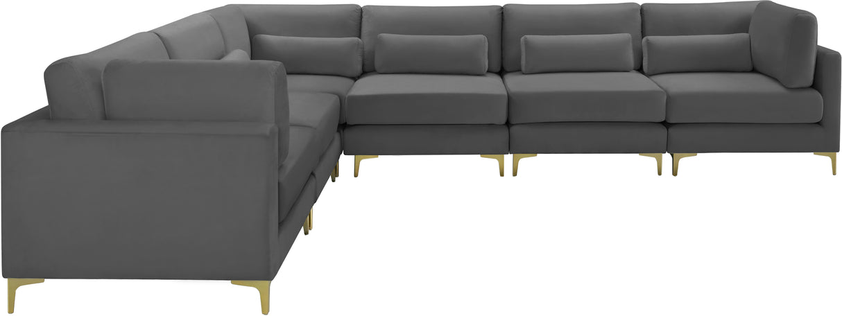 Julia Grey Velvet Modular Sectional (6 Boxes) - galleria furniture outlet