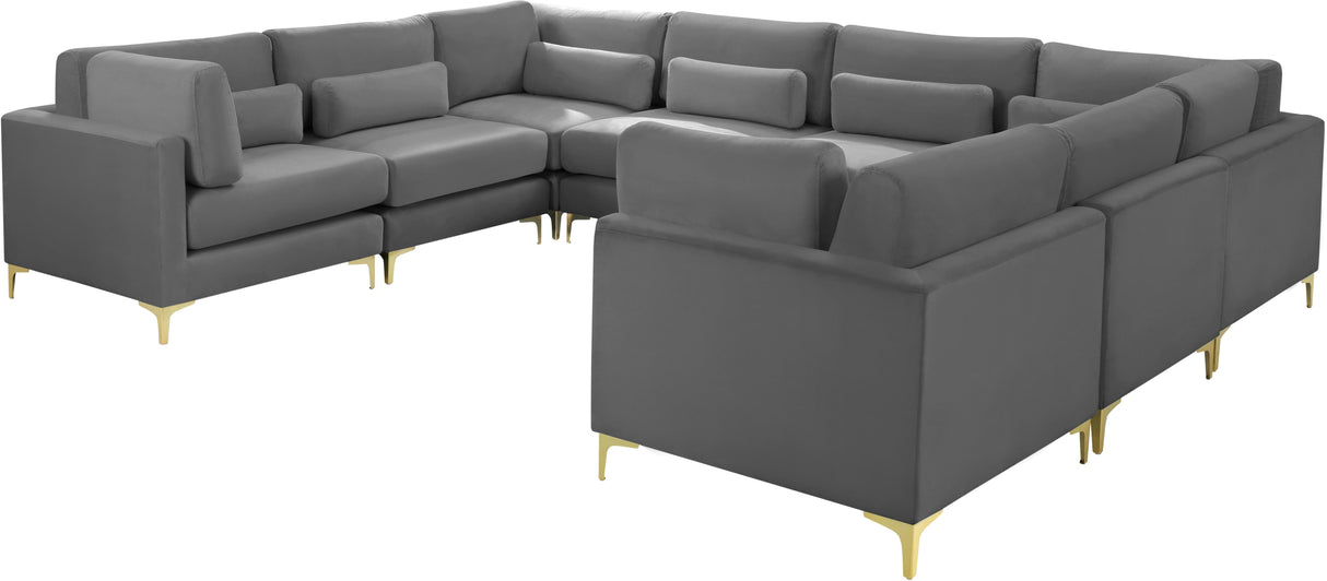 Julia Grey Velvet Modular Sectional (8 Boxes) - galleria furniture outlet