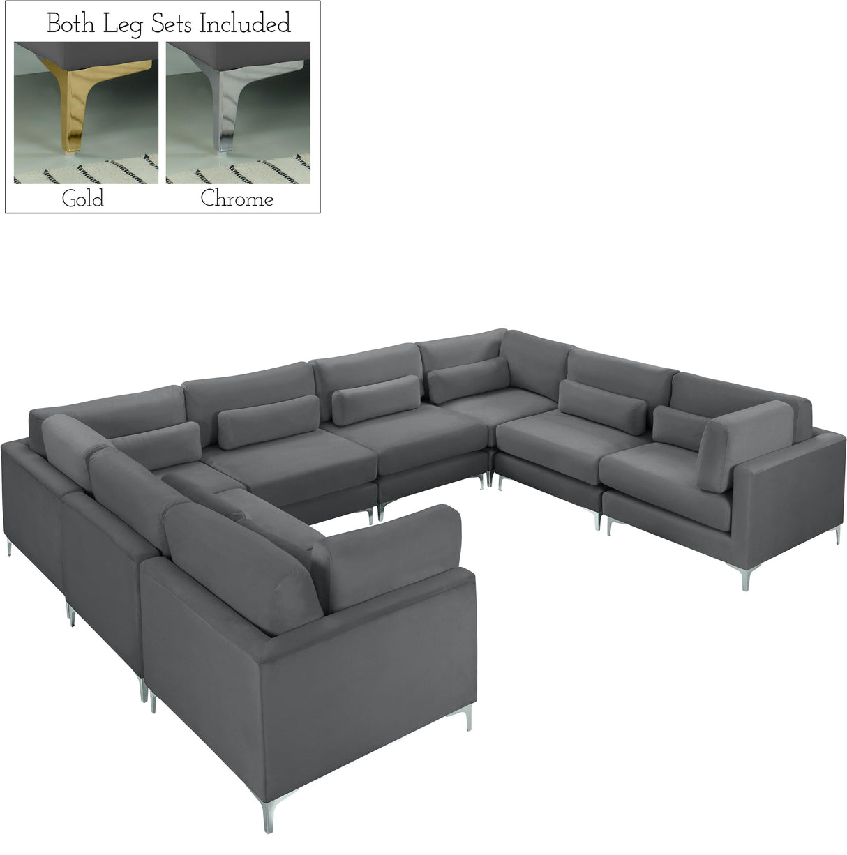 Julia Grey Velvet Modular Sectional (8 Boxes) - galleria furniture outlet
