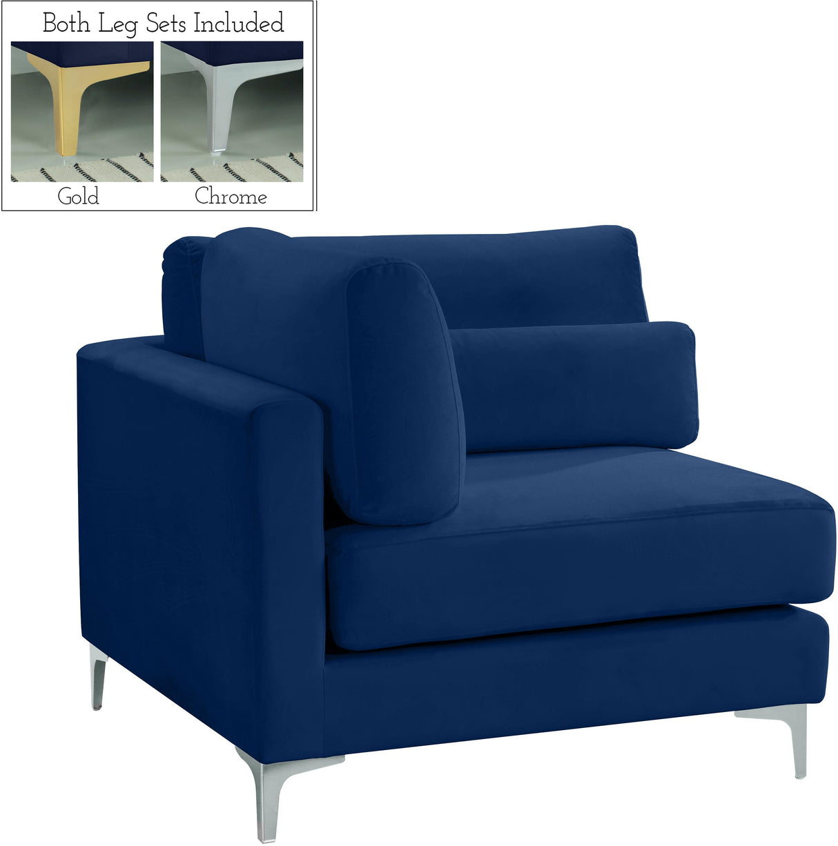 Julia Navy Velvet Modular Corner Chair - galleria furniture outlet