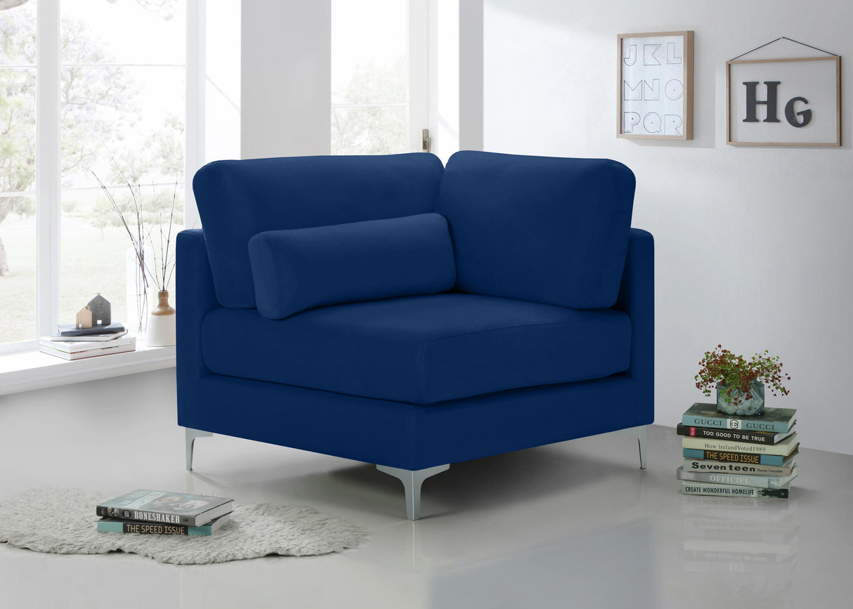 Julia Navy Velvet Modular Corner Chair - galleria furniture outlet