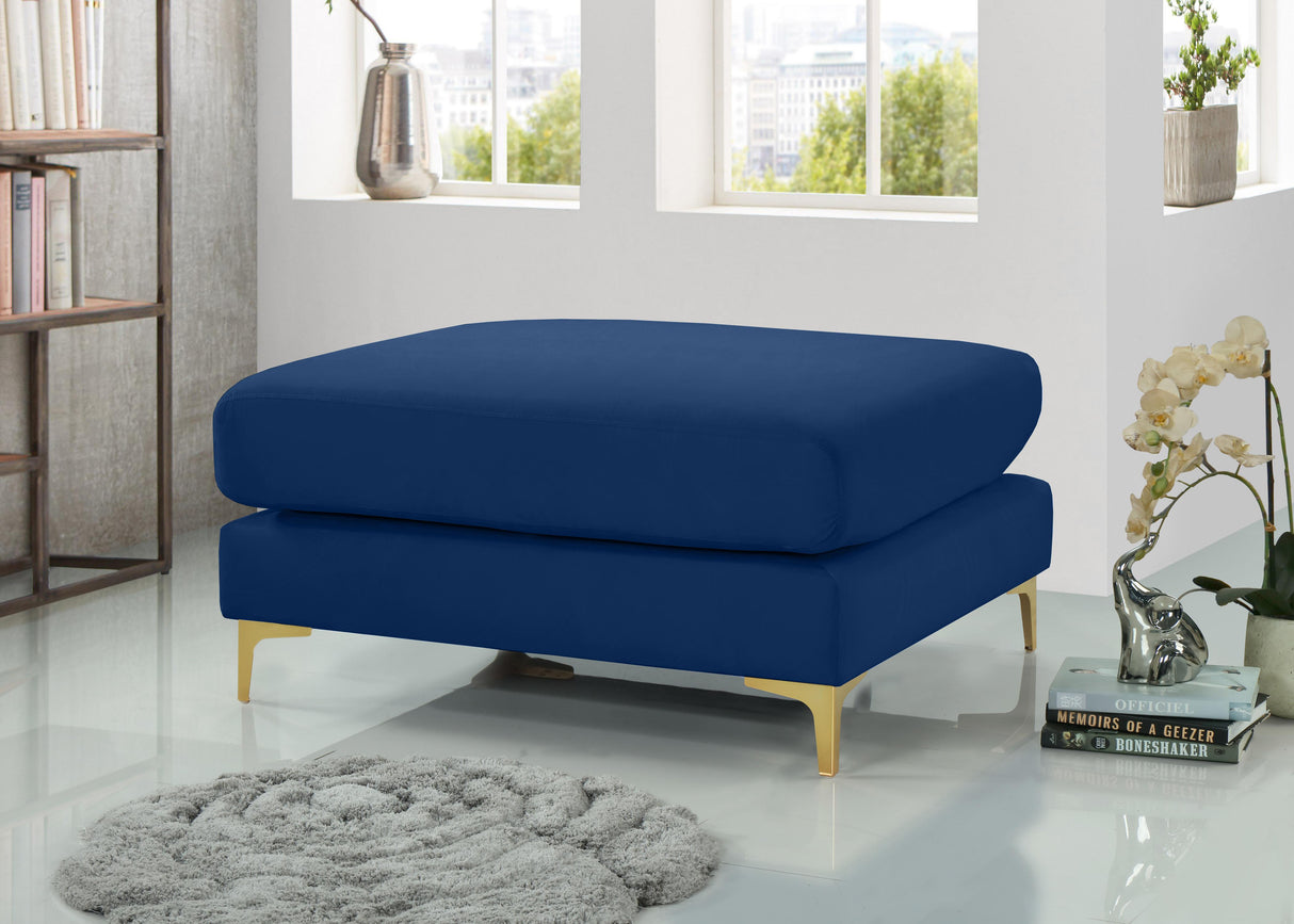 Julia Navy Velvet Modular Ottoman - galleria furniture outlet