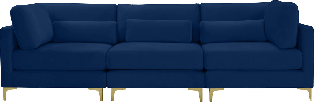 Julia Navy Velvet Modular Sofa (3 Boxes) - galleria furniture outlet