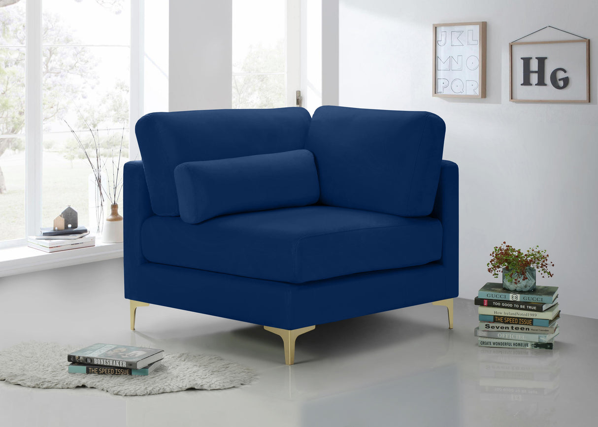 Julia Navy Velvet Modular Corner Chair - galleria furniture outlet