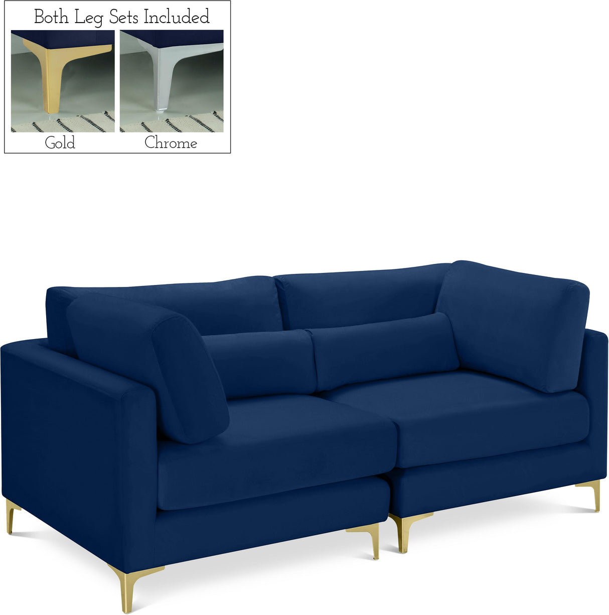 Julia Navy Velvet Modular Sofa - galleria furniture outlet