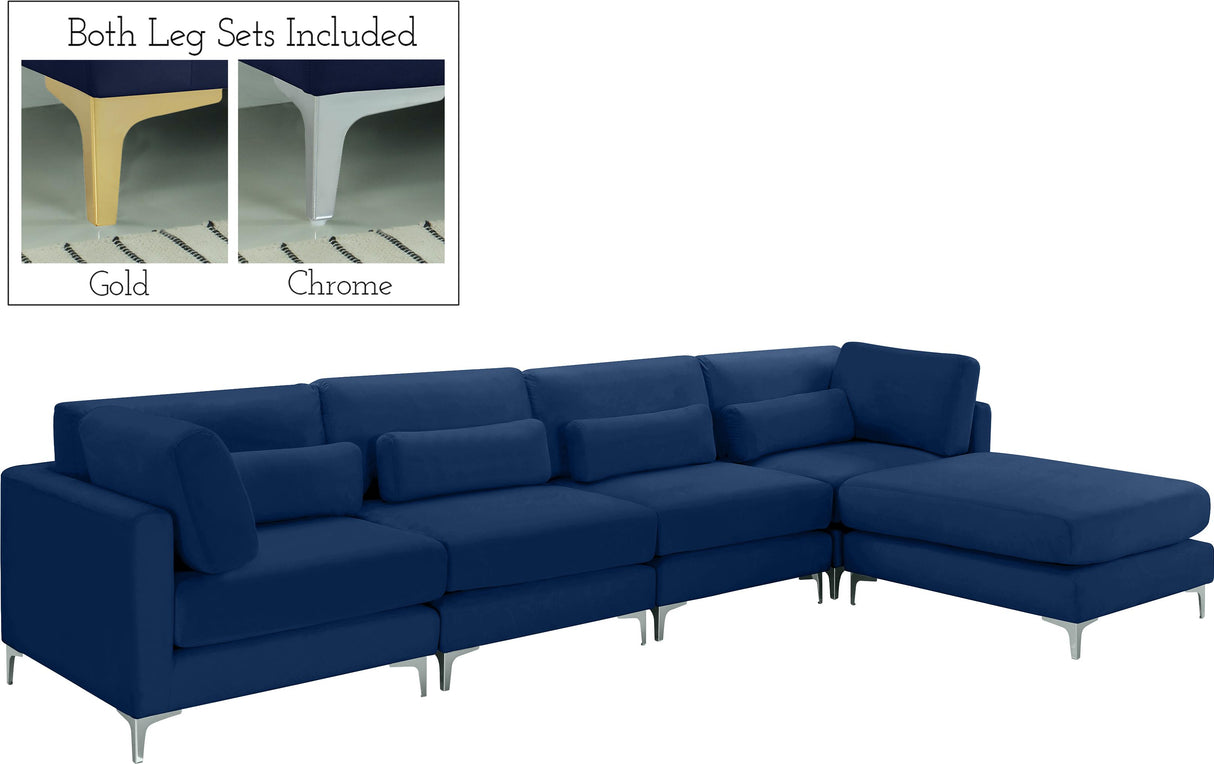 Julia Navy Velvet Modular Sectional (5 Boxes) - galleria furniture outlet