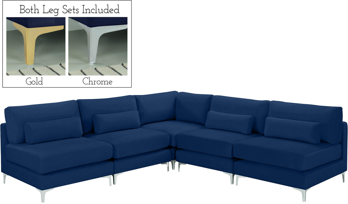 Julia Navy Velvet Modular Sectional (5 Boxes) - galleria furniture outlet