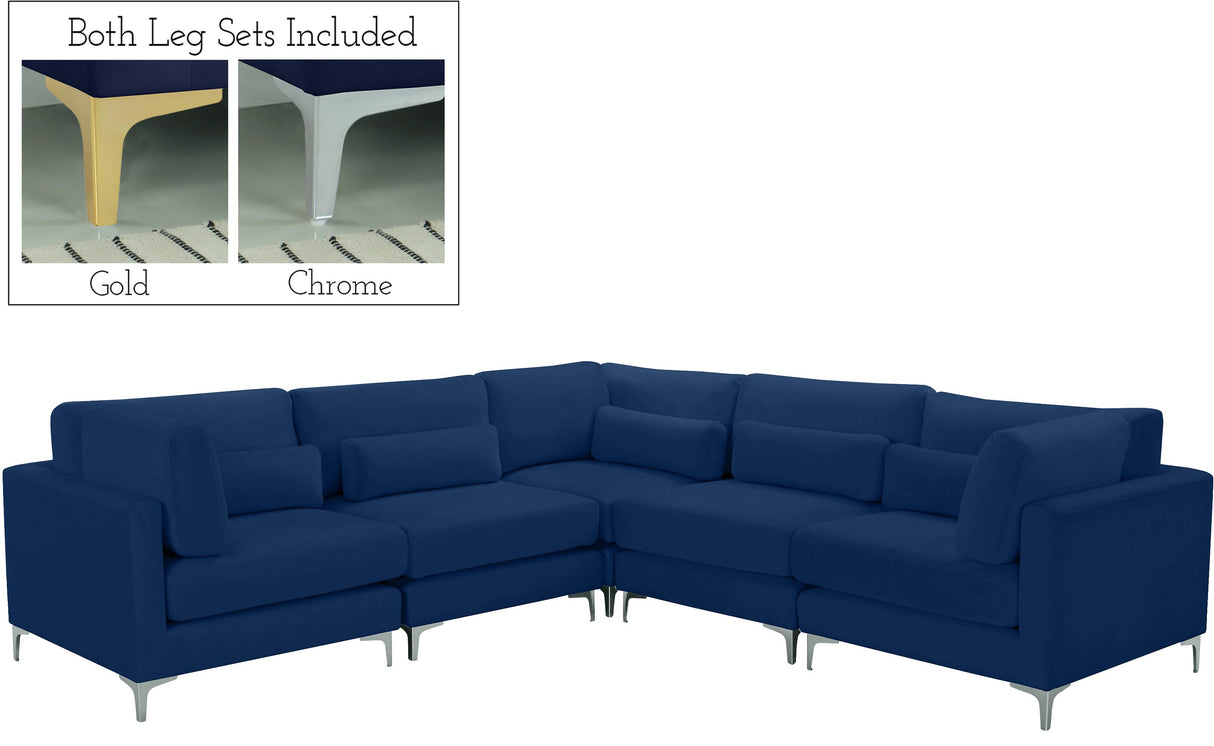 Julia Navy Velvet Modular Sectional (5 Boxes) - galleria furniture outlet