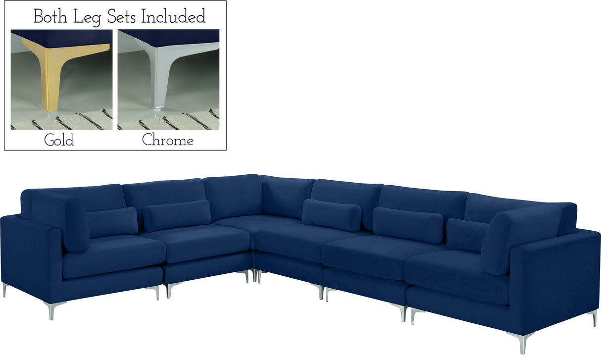 Julia Navy Velvet Modular Sectional (6 Boxes) - galleria furniture outlet