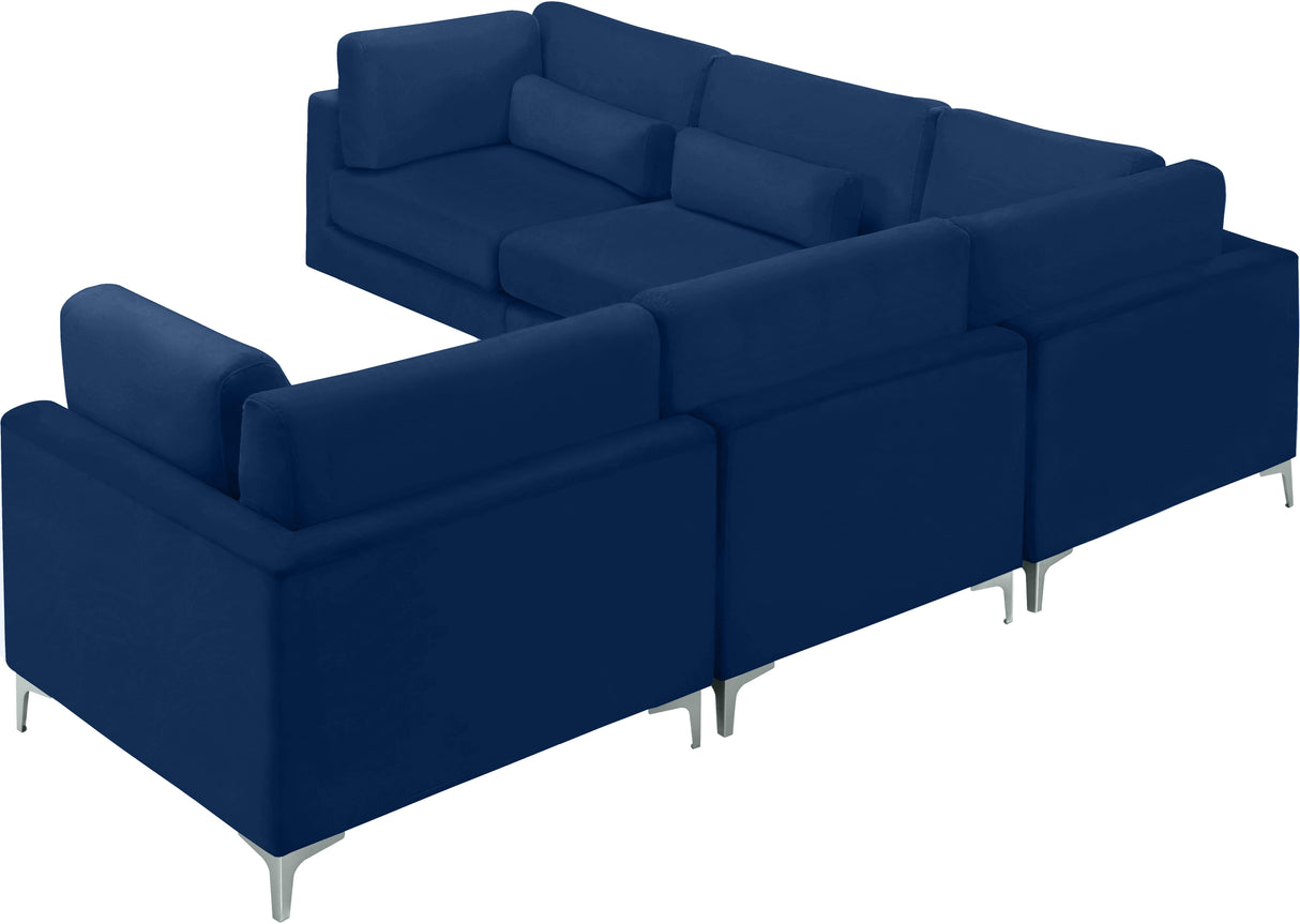 Julia Navy Velvet Modular Sectional (5 Boxes) - galleria furniture outlet