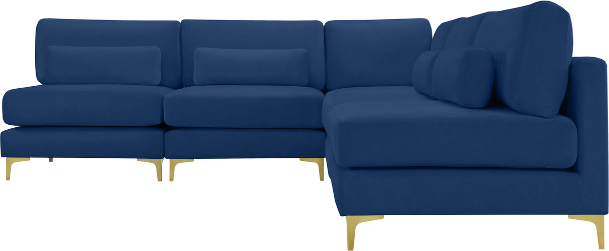 Julia Navy Velvet Modular Sectional (5 Boxes) - galleria furniture outlet