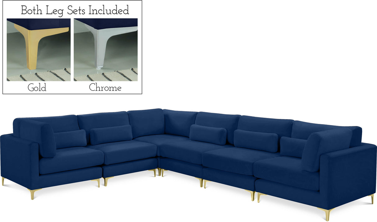 Julia Navy Velvet Modular Sectional (6 Boxes) - galleria furniture outlet