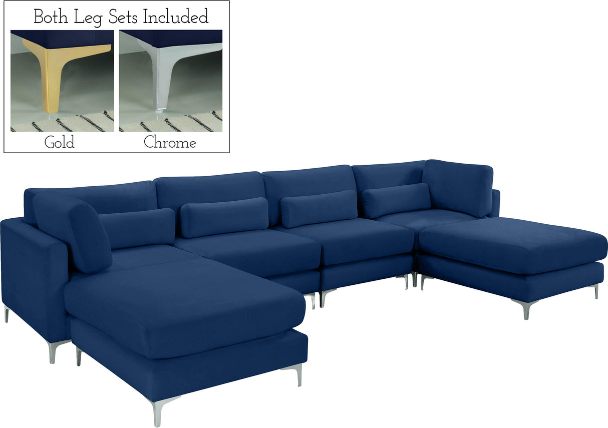 Julia Navy Velvet Modular Sectional (6 Boxes) - galleria furniture outlet