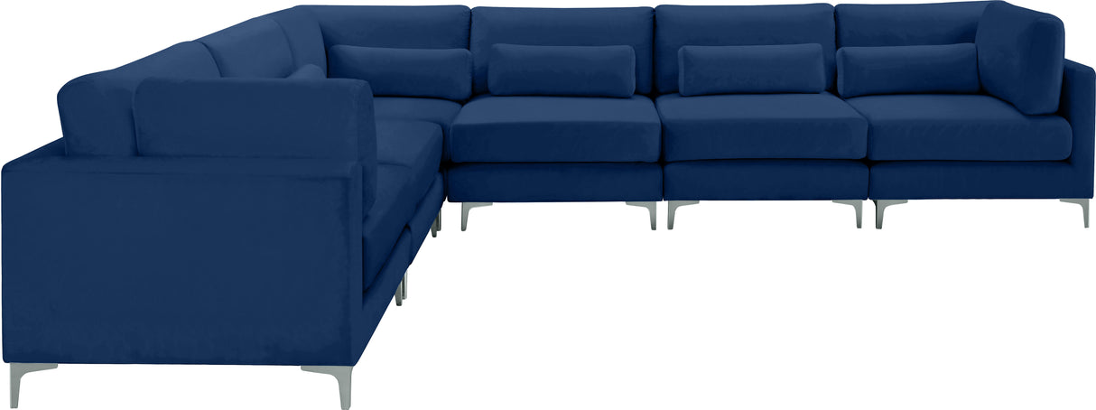 Julia Navy Velvet Modular Sectional (6 Boxes) - galleria furniture outlet