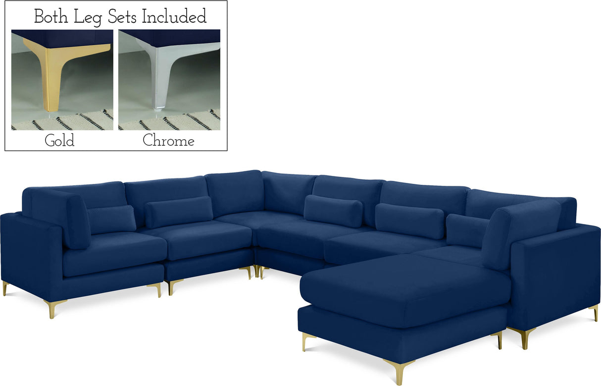 Julia Navy Velvet Modular Sectional (7 Boxes) - galleria furniture outlet