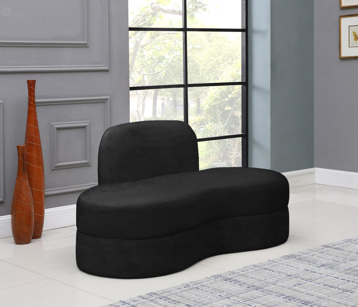 Mitzy Black Velvet Loveseat - galleria furniture outlet