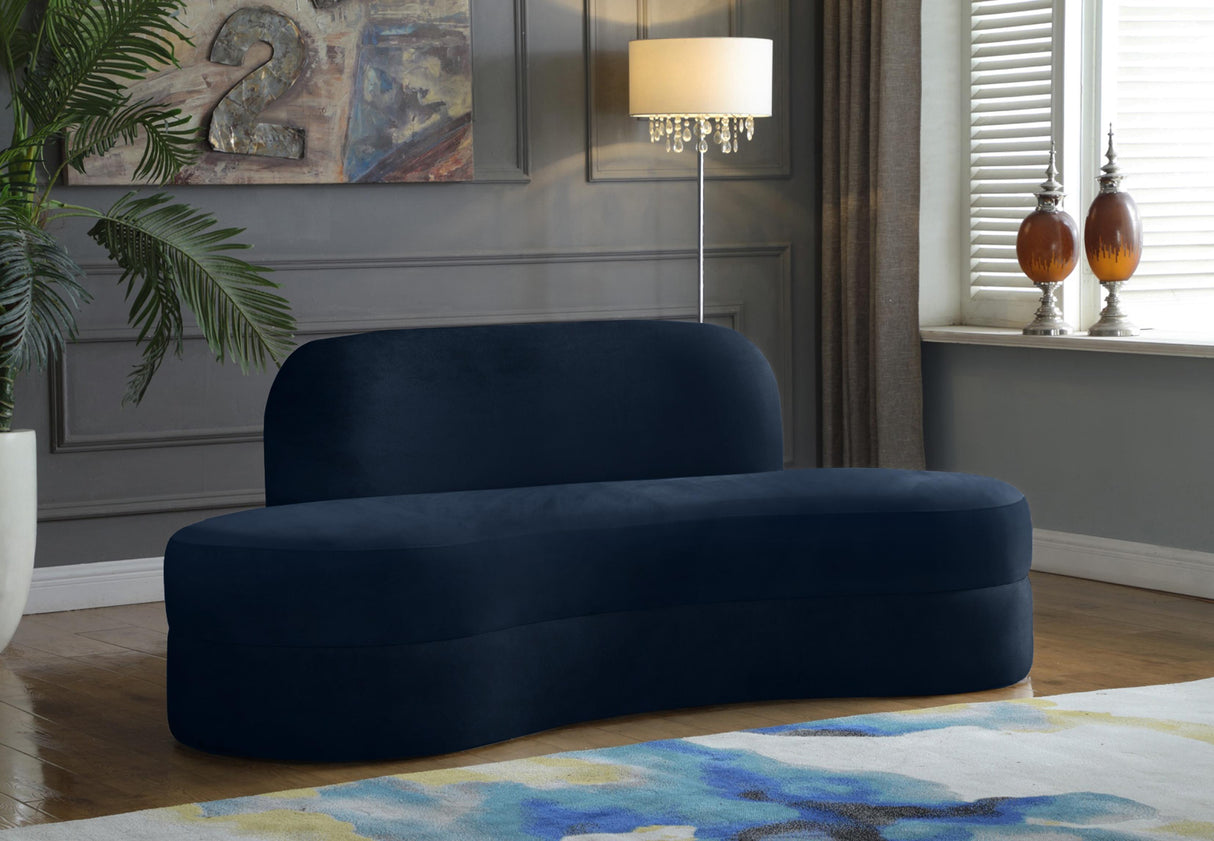 Mitzy Navy Velvet Sofa - galleria furniture outlet