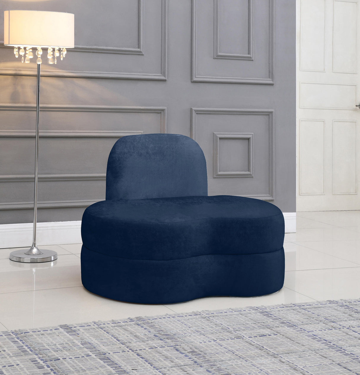 Mitzy Navy Velvet Chair - galleria furniture outlet