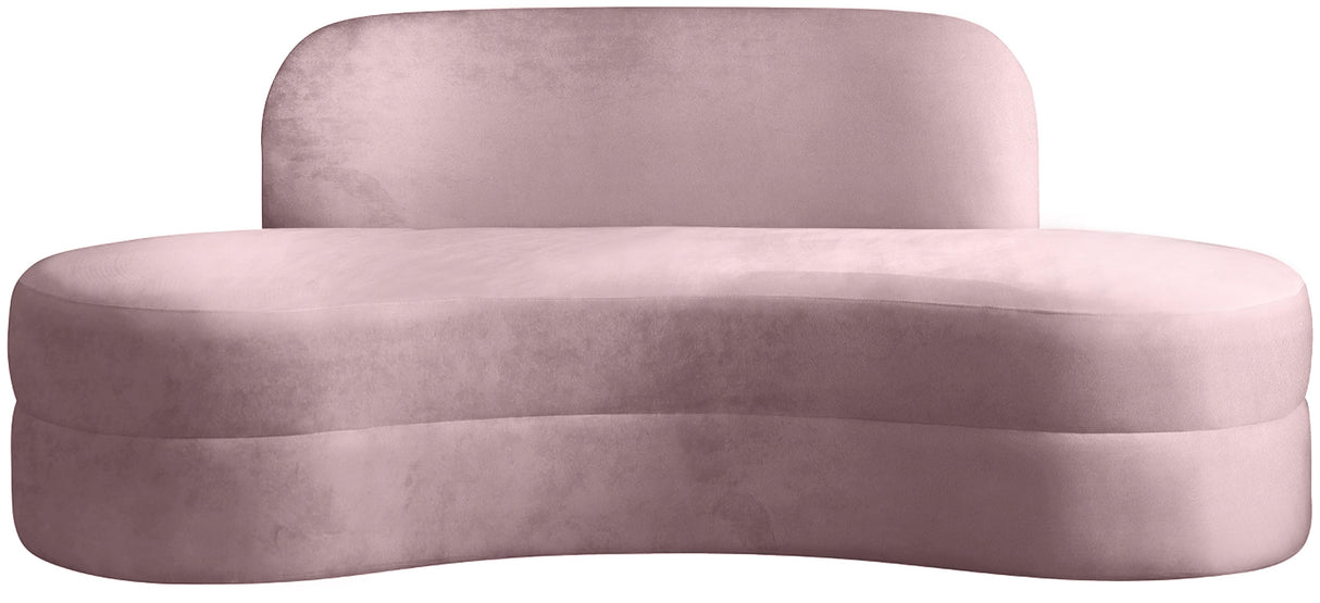 Mitzy Pink Velvet Sofa - galleria furniture outlet
