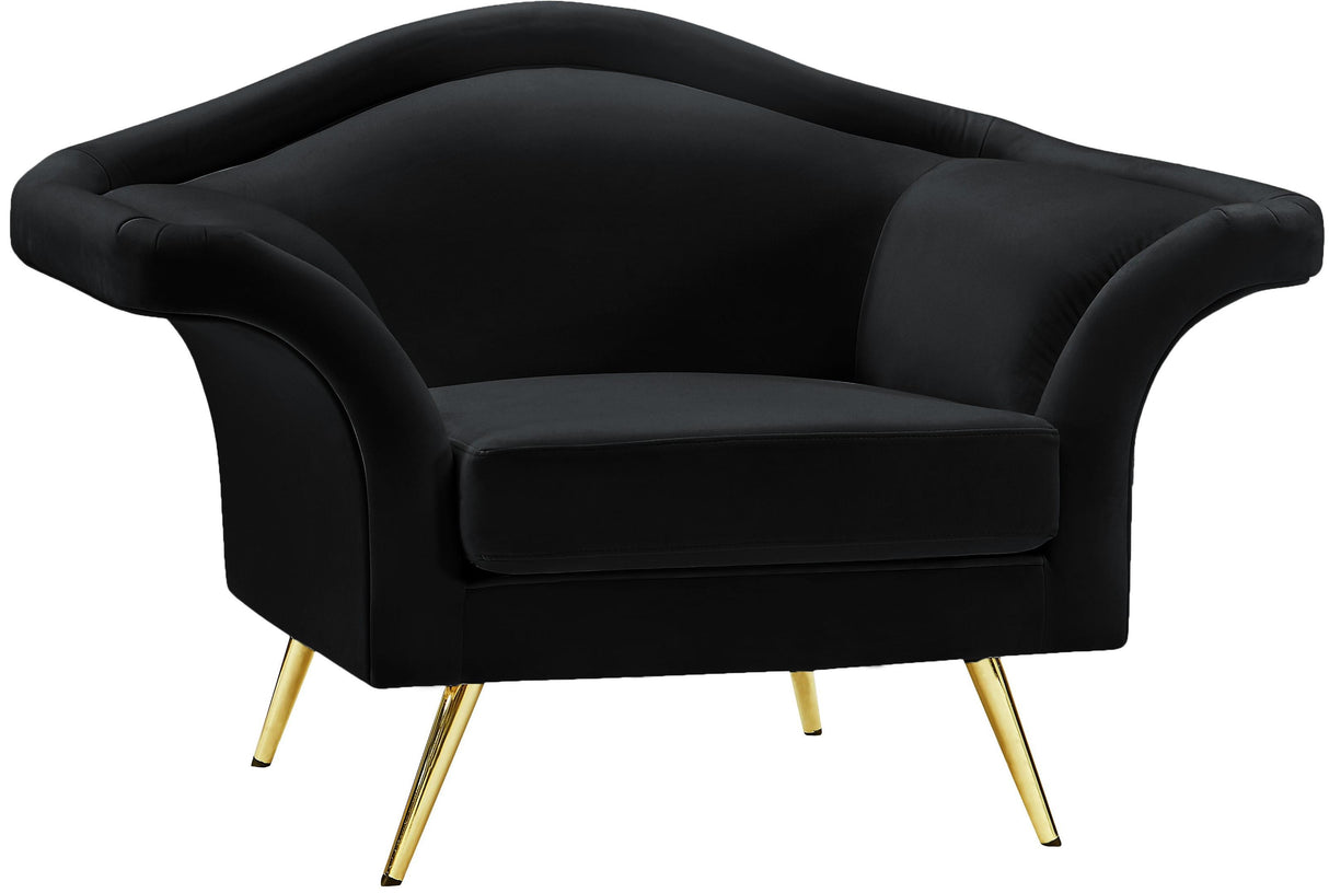 Lips Black Velvet Chair - galleria furniture outlet