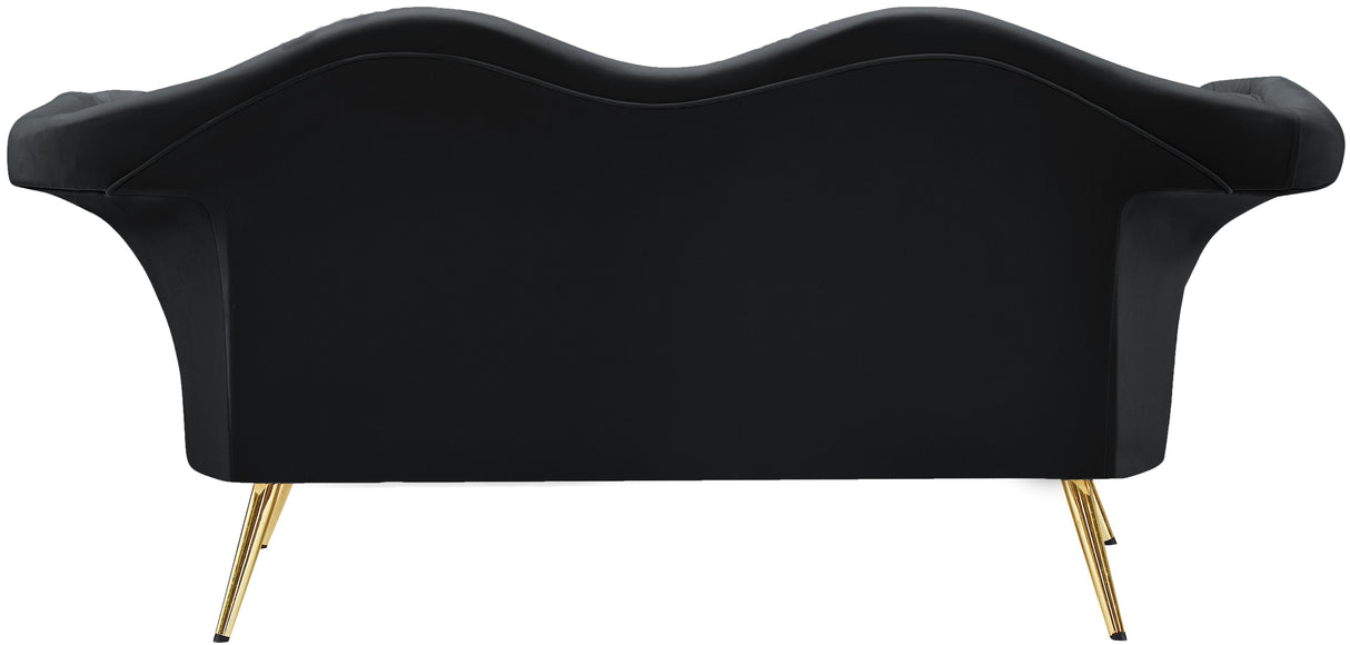 Lips Black Velvet Loveseat