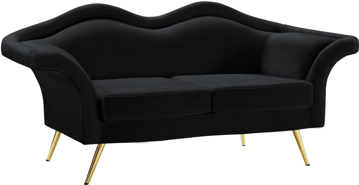 Lips Black Velvet Loveseat - galleria furniture outlet