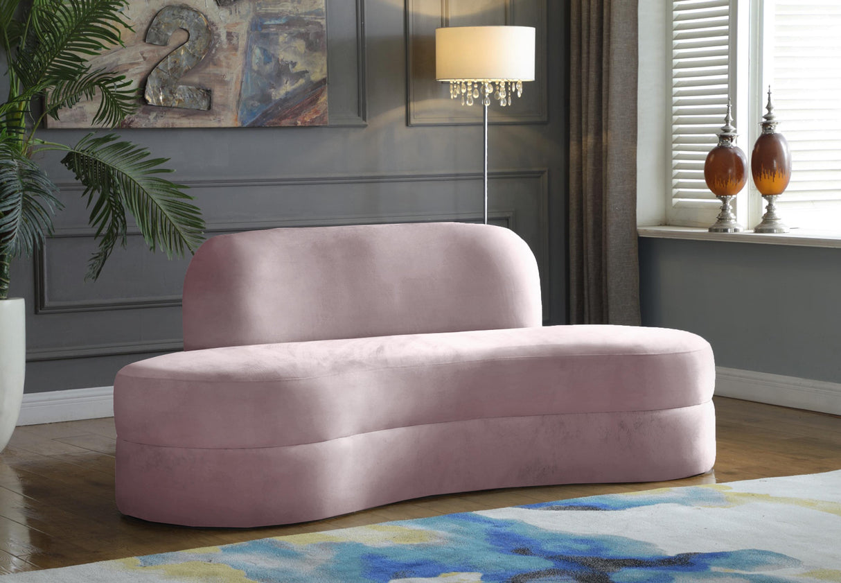 Mitzy Pink Velvet Sofa - galleria furniture outlet