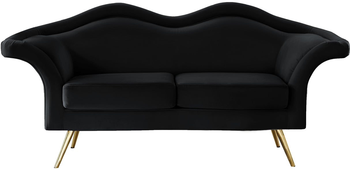Lips Black Velvet Loveseat - galleria furniture outlet