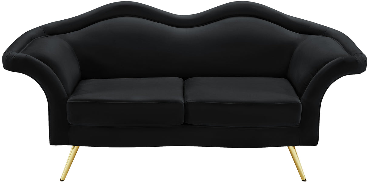 Lips Black Velvet Loveseat - galleria furniture outlet