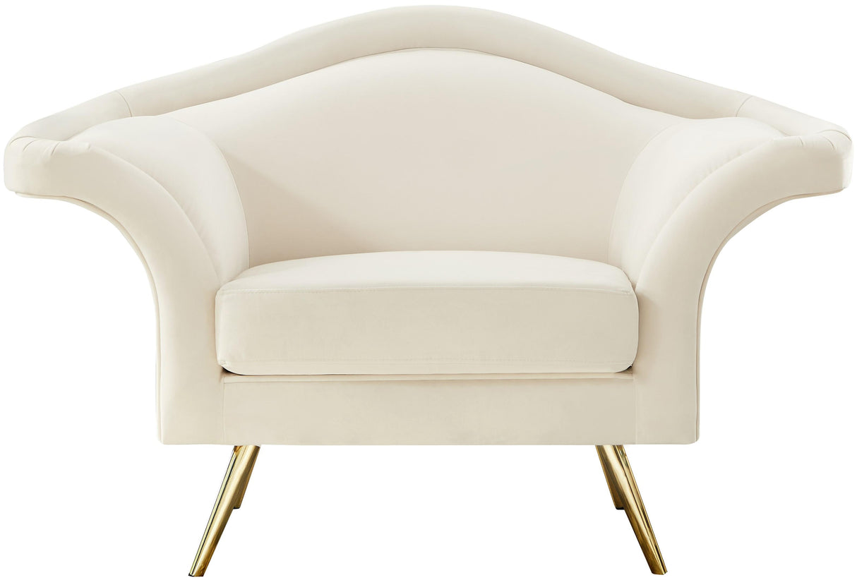 Lips Cream Velvet Chair - galleria furniture outlet