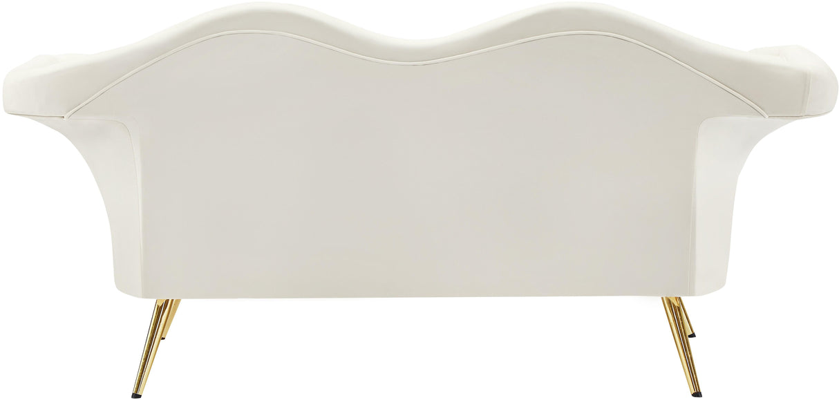 Lips Cream Velvet Loveseat - galleria furniture outlet