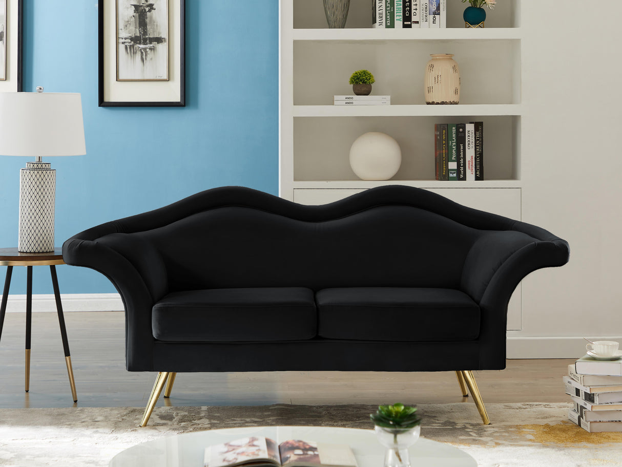Lips Black Velvet Loveseat - galleria furniture outlet
