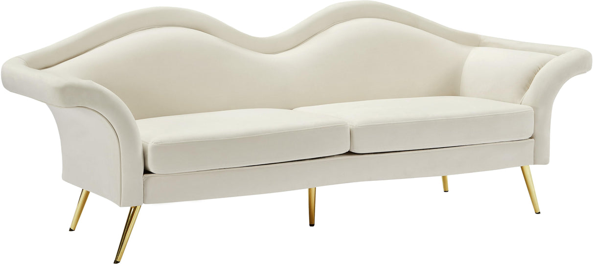 Lips Cream Velvet Sofa - galleria furniture outlet